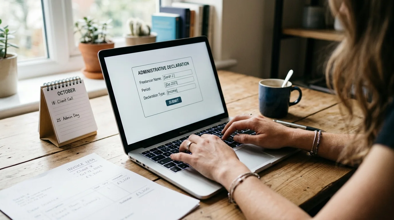 Déclaration de chiffre d'affaires URSSAF auto-entrepreneur - travail sur ordinateur portable
